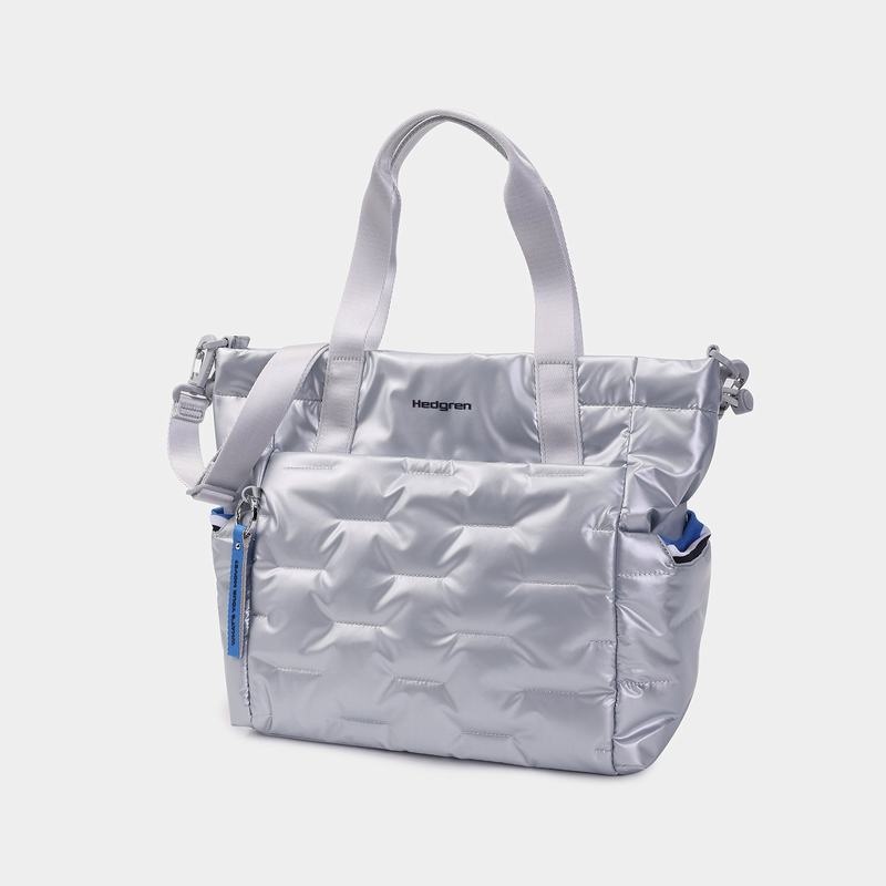 Hedgren Puffer Women's Tote Bags Silver Blue | NHR3286AT