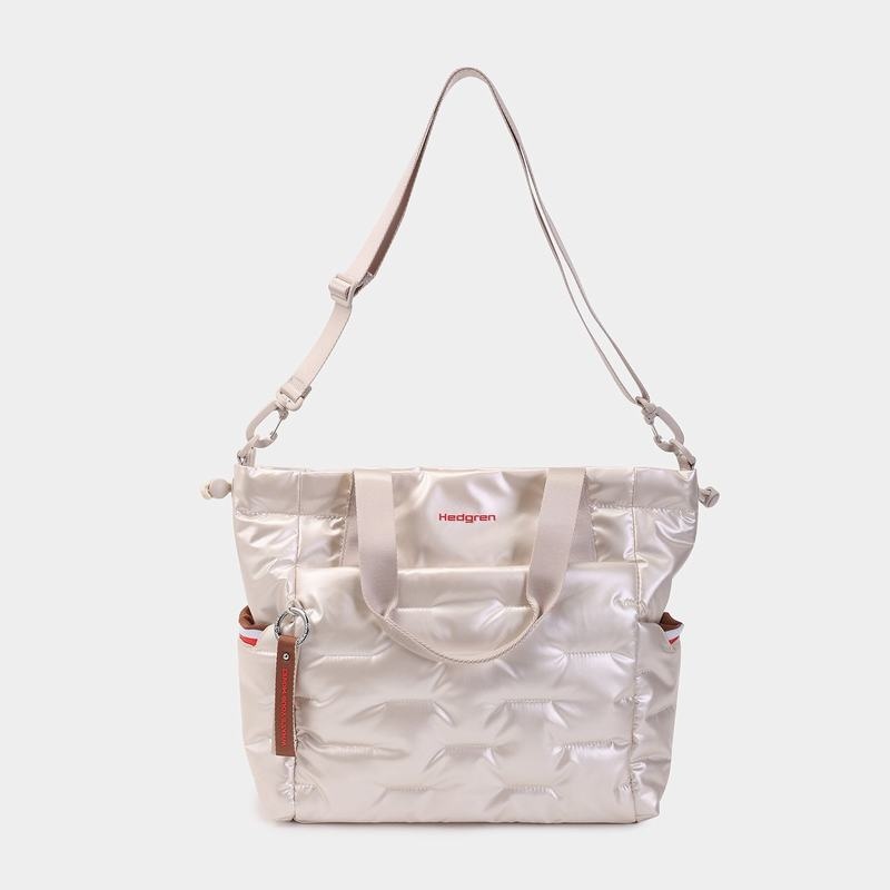 Hedgren Puffer Women's Tote Bags White Beige | IXD5068DY