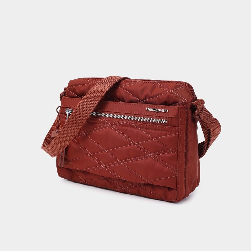 Hedgren Quilted Eye Rfid Women's Shoulder Bags Red Brown | TLQ5095HI