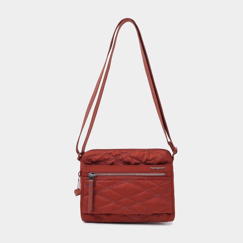 Hedgren Quilted Eye Rfid Women's Shoulder Bags Red Brown | TLQ5095HI