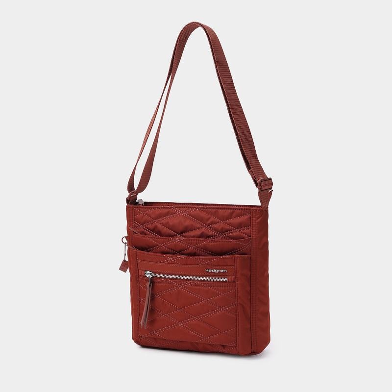 Hedgren Quilted Orva Rfid Women's Crossbody Bags Red Brown | JIB1119WA