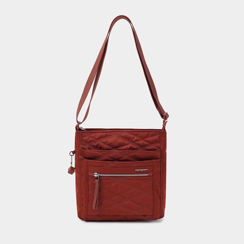 Hedgren Quilted Orva Rfid Women's Crossbody Bags Red Brown | JIB1119WA